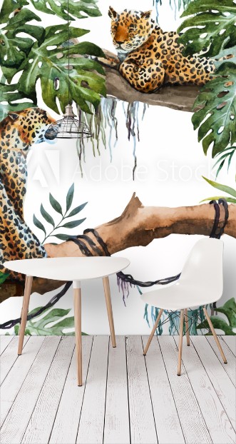 Picture of Watercolor vector leopard pattern